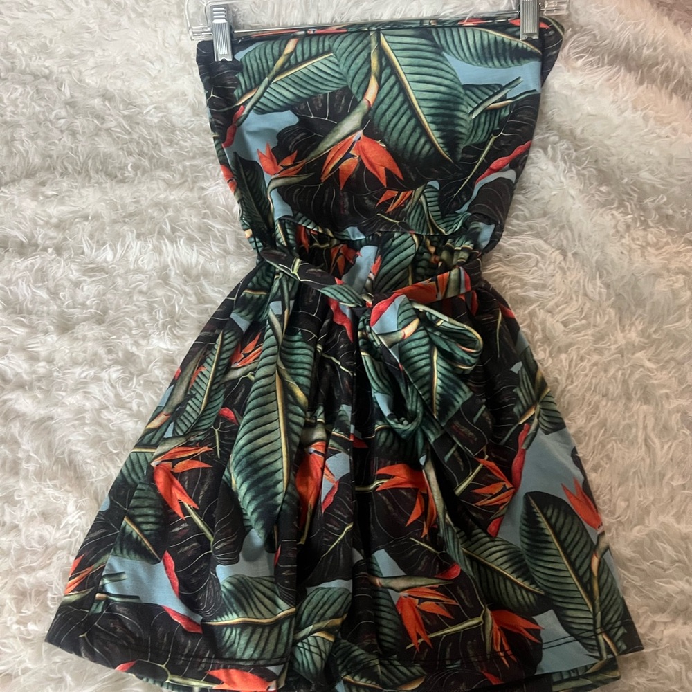 ASOS Multicolor Leaf Print Romper | size small
